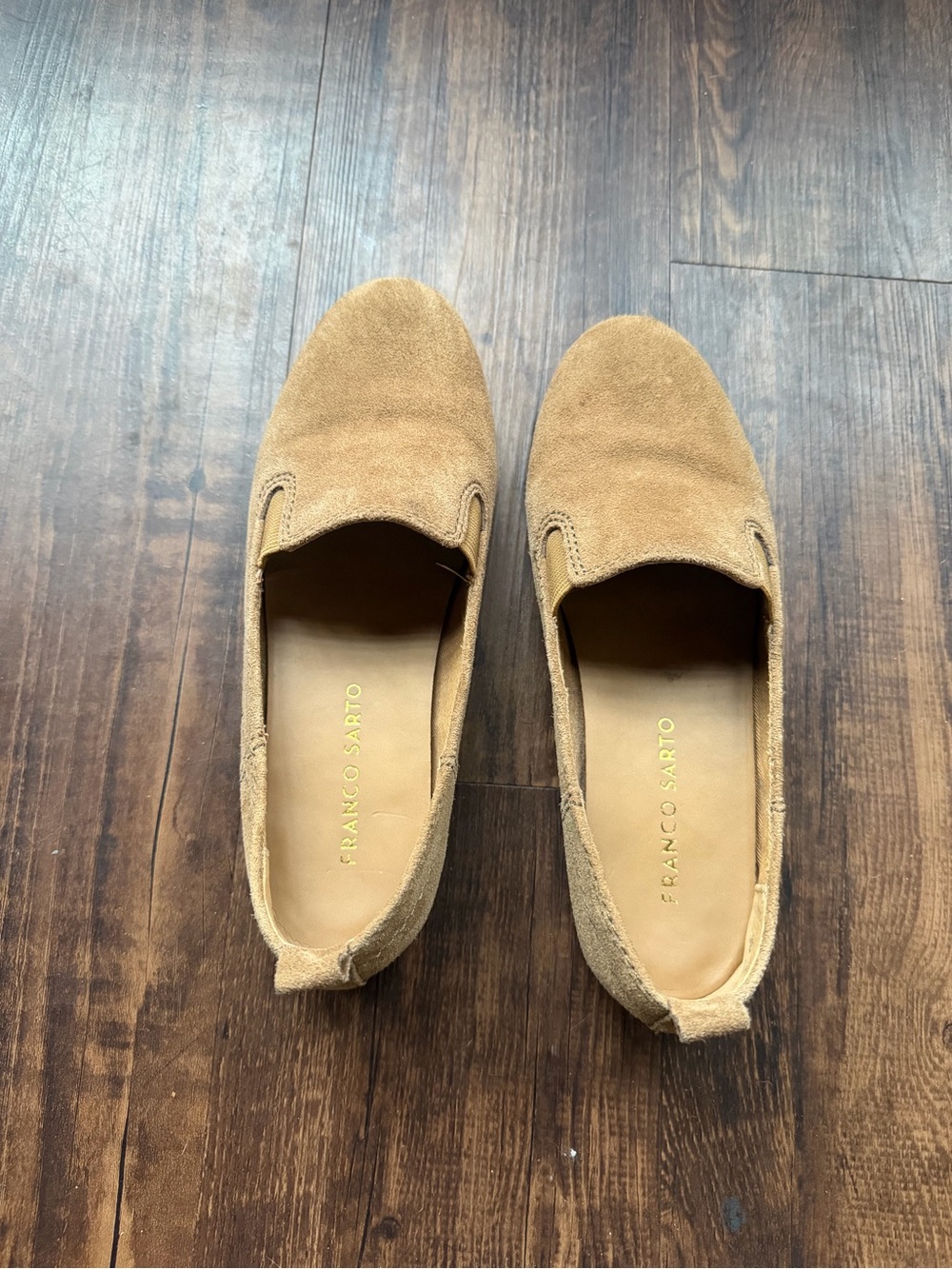 Franco Sarto Tan Suede Slip-On Loafers